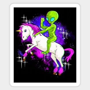 Alien Riding A Unicorn For True Believer Magnet